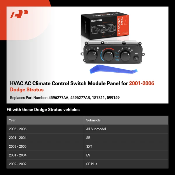 HVAC AC Climate Control Switch Module Panel for 2001-2006 Dodge Stratus