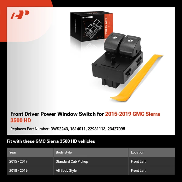 Front Driver Power Window Switch for 2015-2019 GMC Sierra 3500 HD