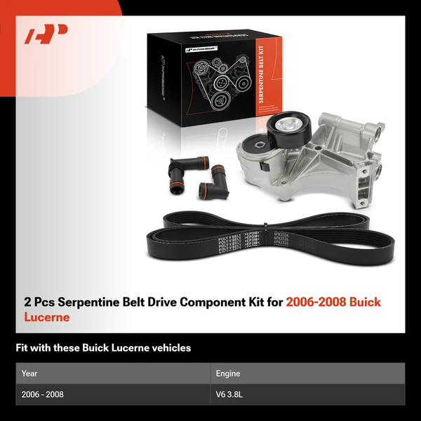 2 Pcs Serpentine Belt Drive Component Kit for 2006-2008 Buick Lucerne