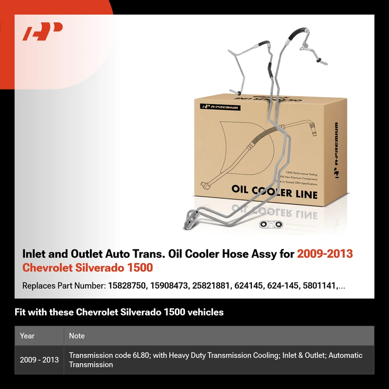 Inlet and Outlet Auto Trans. Oil Cooler Hose Assy for 2009-2013 Chevrolet Silverado 1500