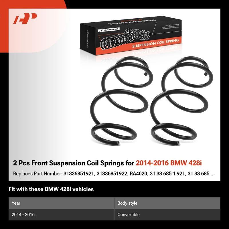 2 Pcs Front Suspension Coil Springs for 2014-2016 BMW 428i