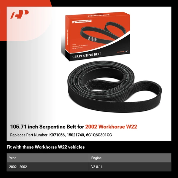 105.71 inch Serpentine Belt for 2002 Workhorse W22