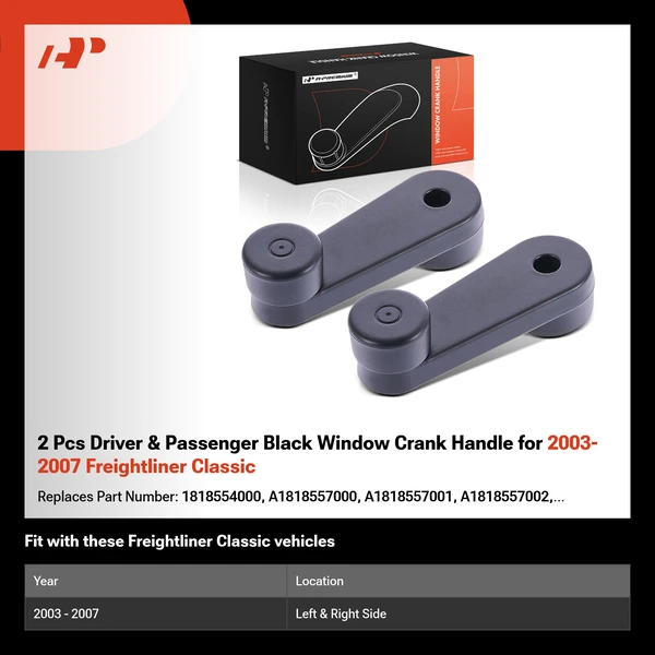 2 Pcs Driver & Passenger Black Window Crank Handle for 2003-2007 Freightliner Classic