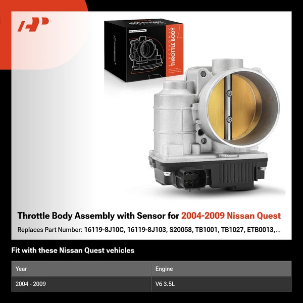 Throttle Body Assembly with Sensor for 2004-2009 Nissan Quest