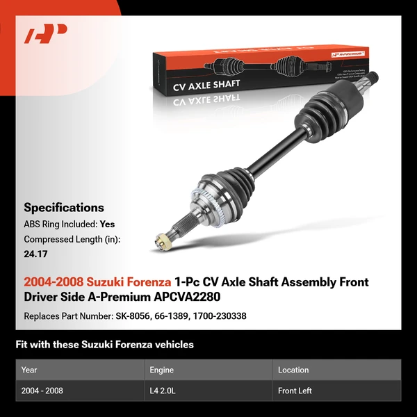 2004-2008 Suzuki Forenza 1-Pc CV Axle Shaft Assembly Front Driver Side A-Premium APCVA2280