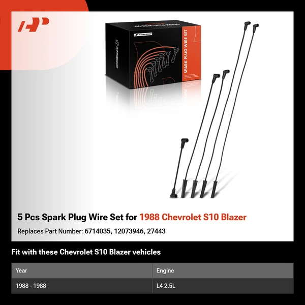 5 Pcs Spark Plug Wire Set for 1988 Chevrolet S10 Blazer