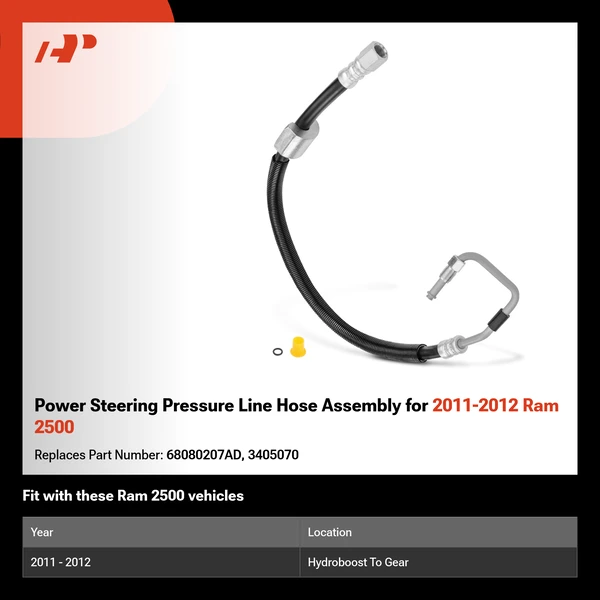 Power Steering Pressure Line Hose Assembly for 2011-2012 Ram 2500