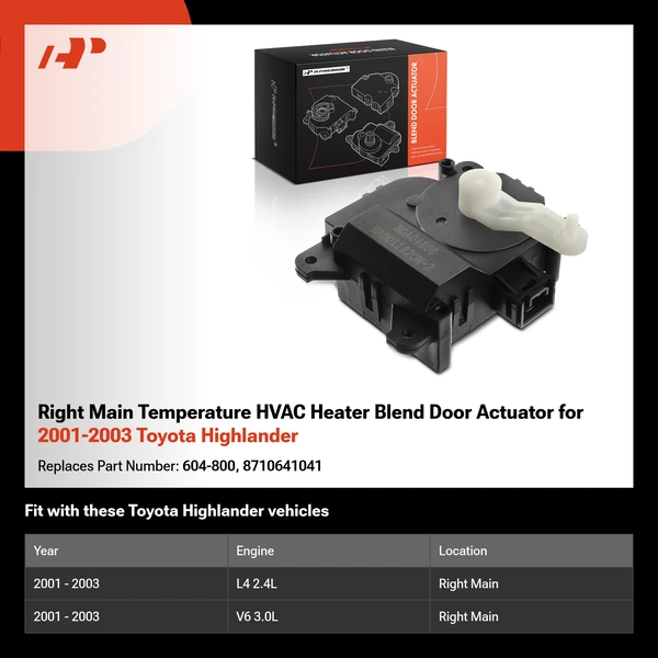 Right Main Temperature HVAC Heater Blend Door Actuator for 2001-2003 Toyota Highlander