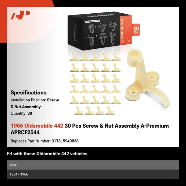 1966 Oldsmobile 442 30 Pcs Screw & Nut Assembly A-Premium APRCF2544