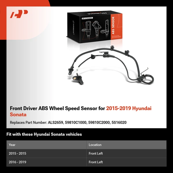 Front Driver ABS Wheel Speed Sensor for 2015-2019 Hyundai Sonata