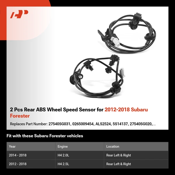 2 Pcs Rear ABS Wheel Speed Sensor for 2012-2018 Subaru Forester