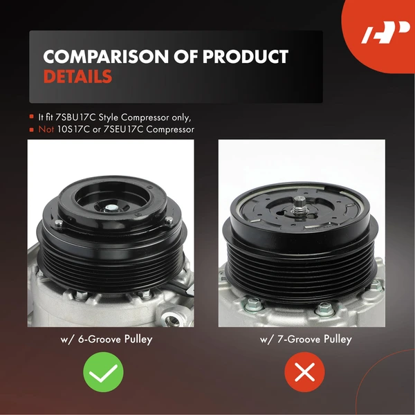 AC Compressor with Clutch with 6-Groove Pulley A-Premium APACC463