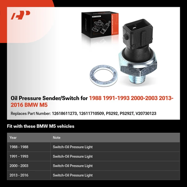 Oil Pressure Sender/Switch for 1988 1991-1993 2000-2003 2013-2016 BMW M5