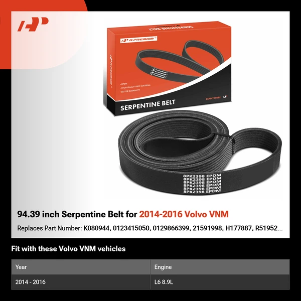 94.39 inch Serpentine Belt for 2014-2016 Volvo VNM
