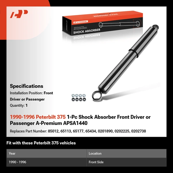 1990-1996 Peterbilt 375 1-Pc Shock Absorber Front Driver or Passenger A-Premium APSA1440
