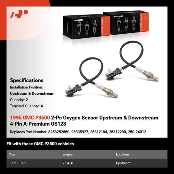 1995 GMC P3500 2-Pc Oxygen Sensor Upstream & Downstream 4-Pin A-Premium OS123