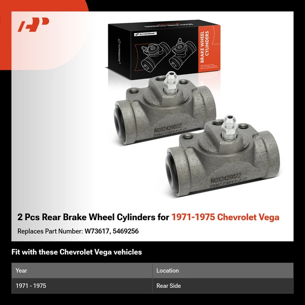 2 Pcs Rear Brake Wheel Cylinders for 1971-1975 Chevrolet Vega