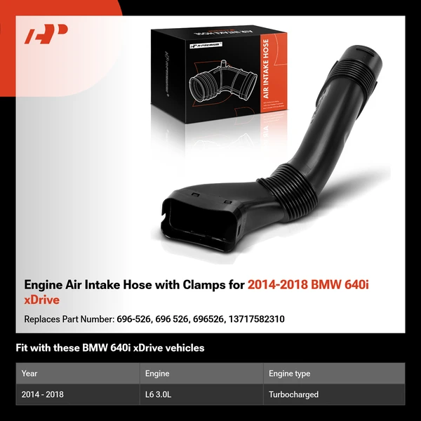 Engine Air Intake Hose with Clamps for 2014-2018 BMW 640i xDrive