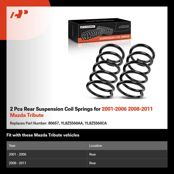 2 Pcs Rear Suspension Coil Springs for 2001-2006 2008-2011 Mazda Tribute
