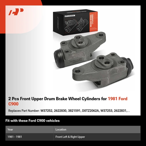 2 Pcs Front Upper Drum Brake Wheel Cylinders for 1981 Ford C900