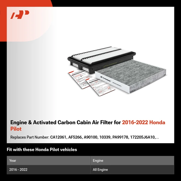 Engine & Activated Carbon Cabin Air Filter for 2016-2022 Honda Pilot