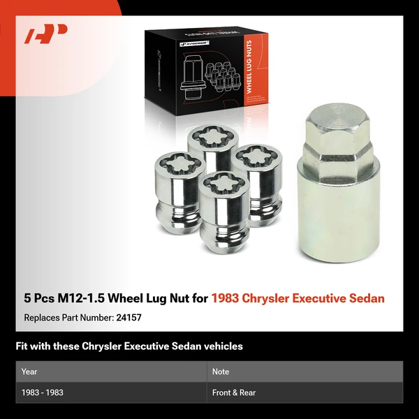 5 Pcs M12-1.5 Wheel Lug Nut for 1983 Chrysler Executive Sedan