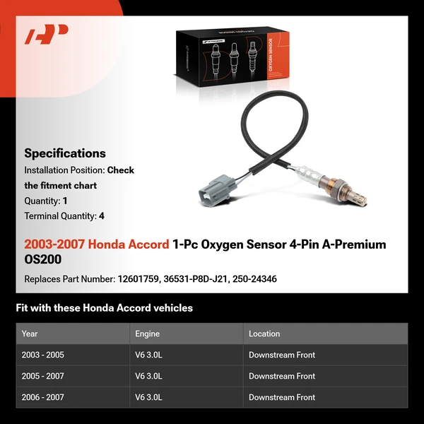 2003-2007 Honda Accord 1-Pc Oxygen Sensor 4-Pin A-Premium OS200