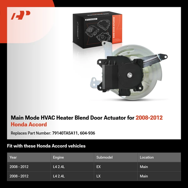 Main Mode HVAC Heater Blend Door Actuator for 2008-2012 Honda Accord