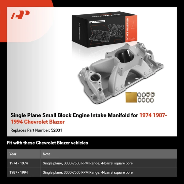 Single Plane Small Block Engine Intake Manifold for 1974 1987-1994 Chevrolet Blazer