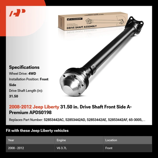 2008-2012 Jeep Liberty 31.50 in. Drive Shaft Front Side A-Premium APDS0198