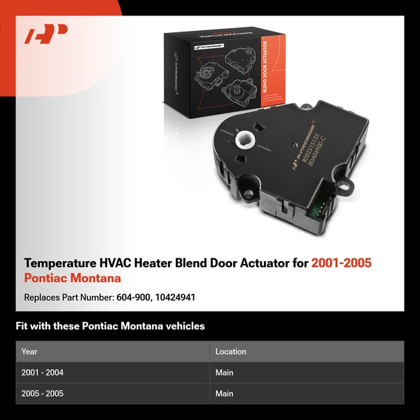 Temperature HVAC Heater Blend Door Actuator for 2001-2005 Pontiac Montana