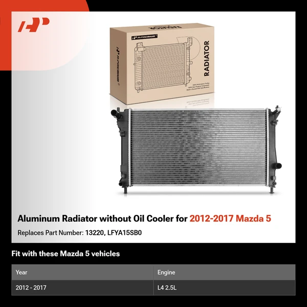 Aluminum Radiator without Oil Cooler for 2012-2017 Mazda 5