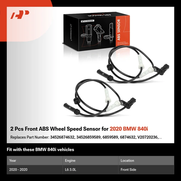 2 Pcs Front ABS Wheel Speed Sensor for 2020 BMW 840i