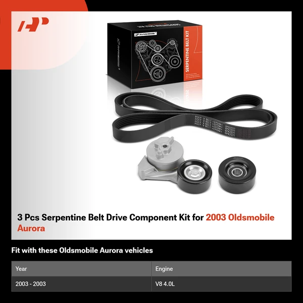 3 Pcs Serpentine Belt Drive Component Kit for 2003 Oldsmobile Aurora