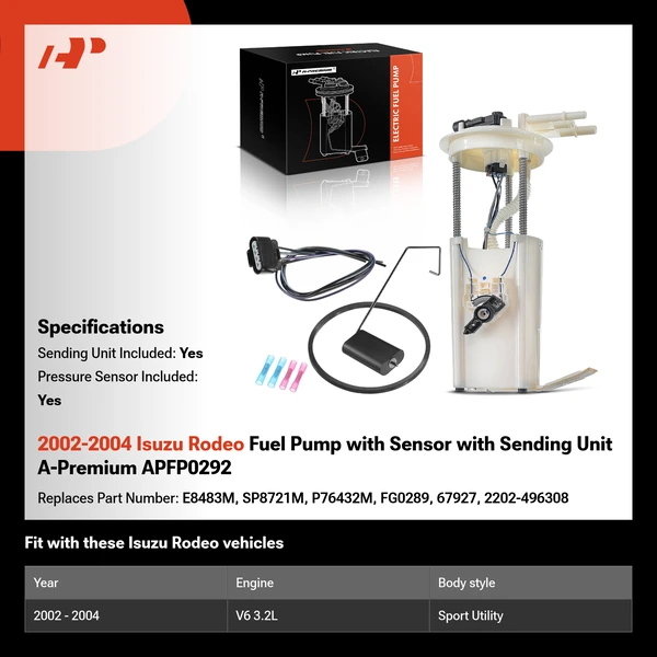 2002-2004 Isuzu Rodeo Fuel Pump with Sensor with Sending Unit A-Premium APFP0292