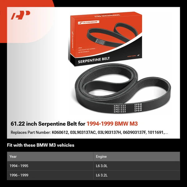 61.22 inch Serpentine Belt for 1994-1999 BMW M3