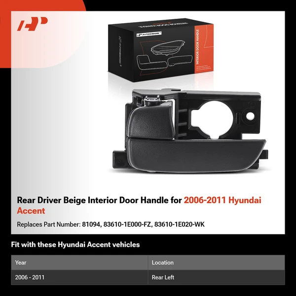 Rear Driver Beige Interior Door Handle for 2006-2011 Hyundai Accent