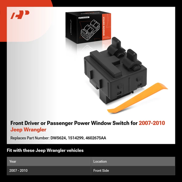 Front Driver or Passenger Power Window Switch for 2007-2010 Jeep Wrangler