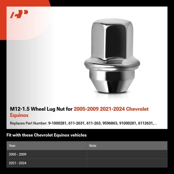 M12-1.5 Wheel Lug Nut for 2005-2009 2021-2024 Chevrolet Equinox