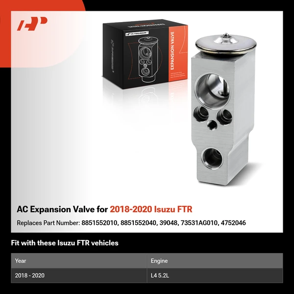 AC Expansion Valve for 2018-2020 Isuzu FTR