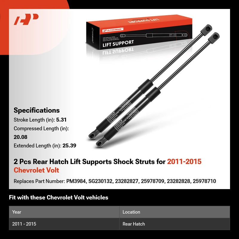 2 Pcs Rear Hatch Lift Supports Shock Struts for 2011-2015 Chevrolet Volt