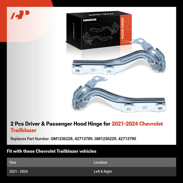 2 Pcs Driver & Passenger Hood Hinge for 2021-2024 Chevrolet Trailblazer