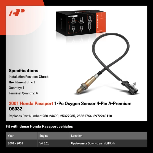 2001 Honda Passport 1-Pc Oxygen Sensor 4-Pin A-Premium OS032