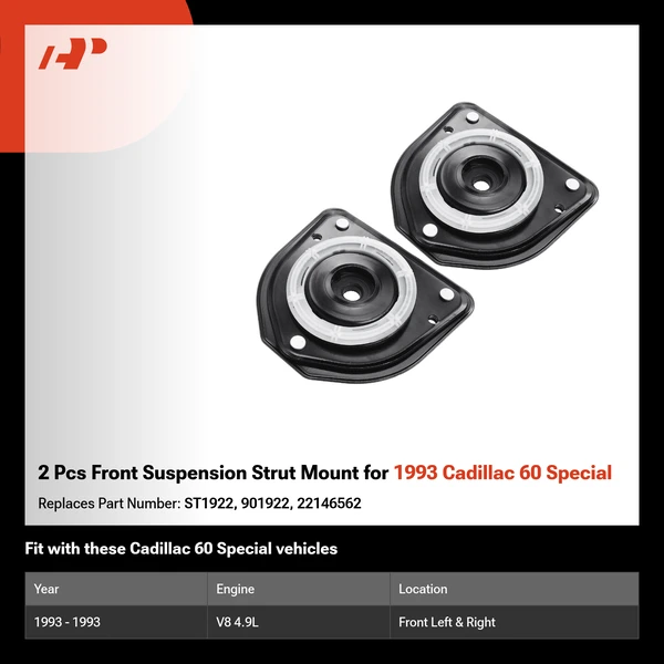 2 Pcs Front Suspension Strut Mount for 1993 Cadillac 60 Special