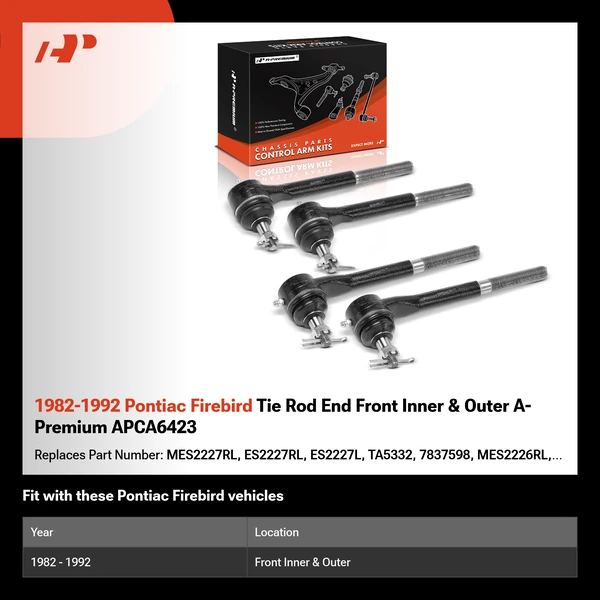 1982-1992 Pontiac Firebird Tie Rod End Front Inner & Outer A-Premium APCA6423