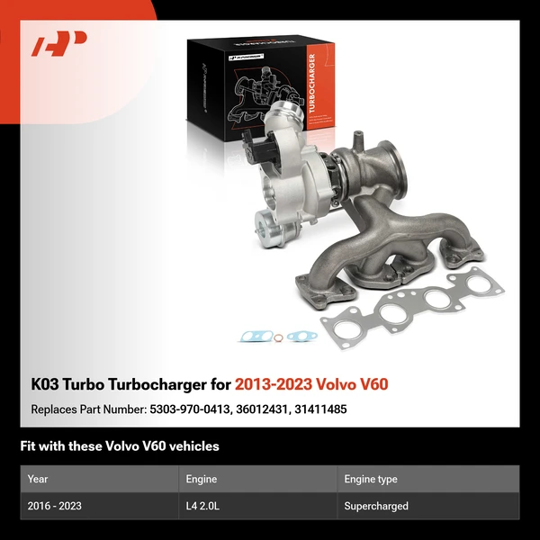 K03 Turbo Turbocharger for 2013-2023 Volvo V60