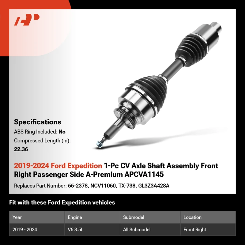2019-2024 Ford Expedition 1-Pc CV Axle Shaft Assembly Front Right Passenger Side A-Premium APCVA1145