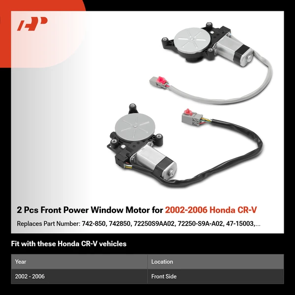 2 Pcs Front Power Window Motor for 2002-2006 Honda CR-V