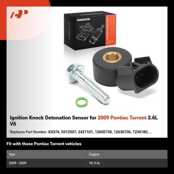 Ignition Knock Detonation Sensor for 2009 Pontiac Torrent 3.6L V6
