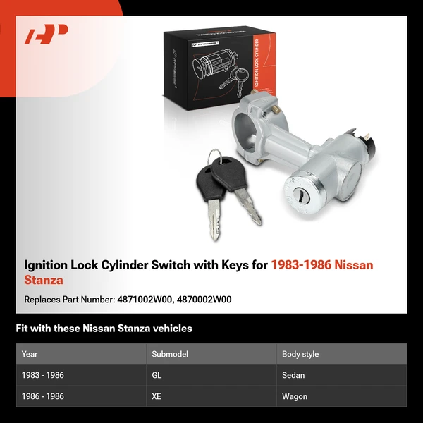 Ignition Lock Cylinder Switch with Keys for 1983-1986 Nissan Stanza